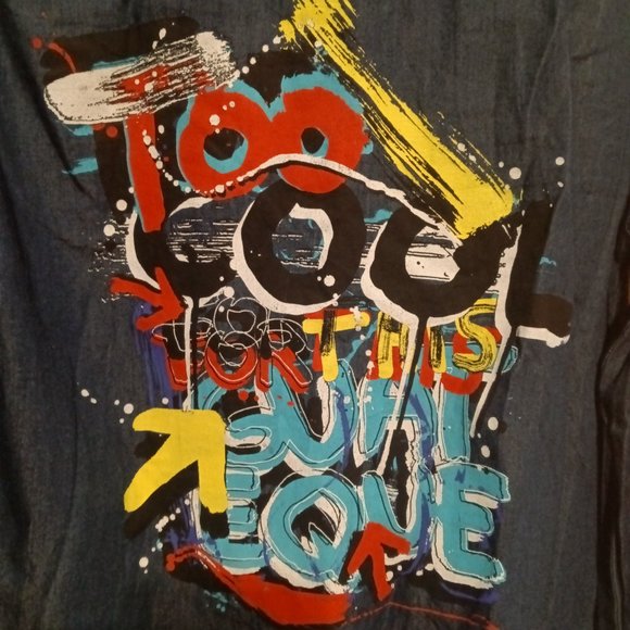 ZARA GRAPHIC DENIM BUTTON DOWN SHIRT FOR WOMEN - Picture 3 of 4